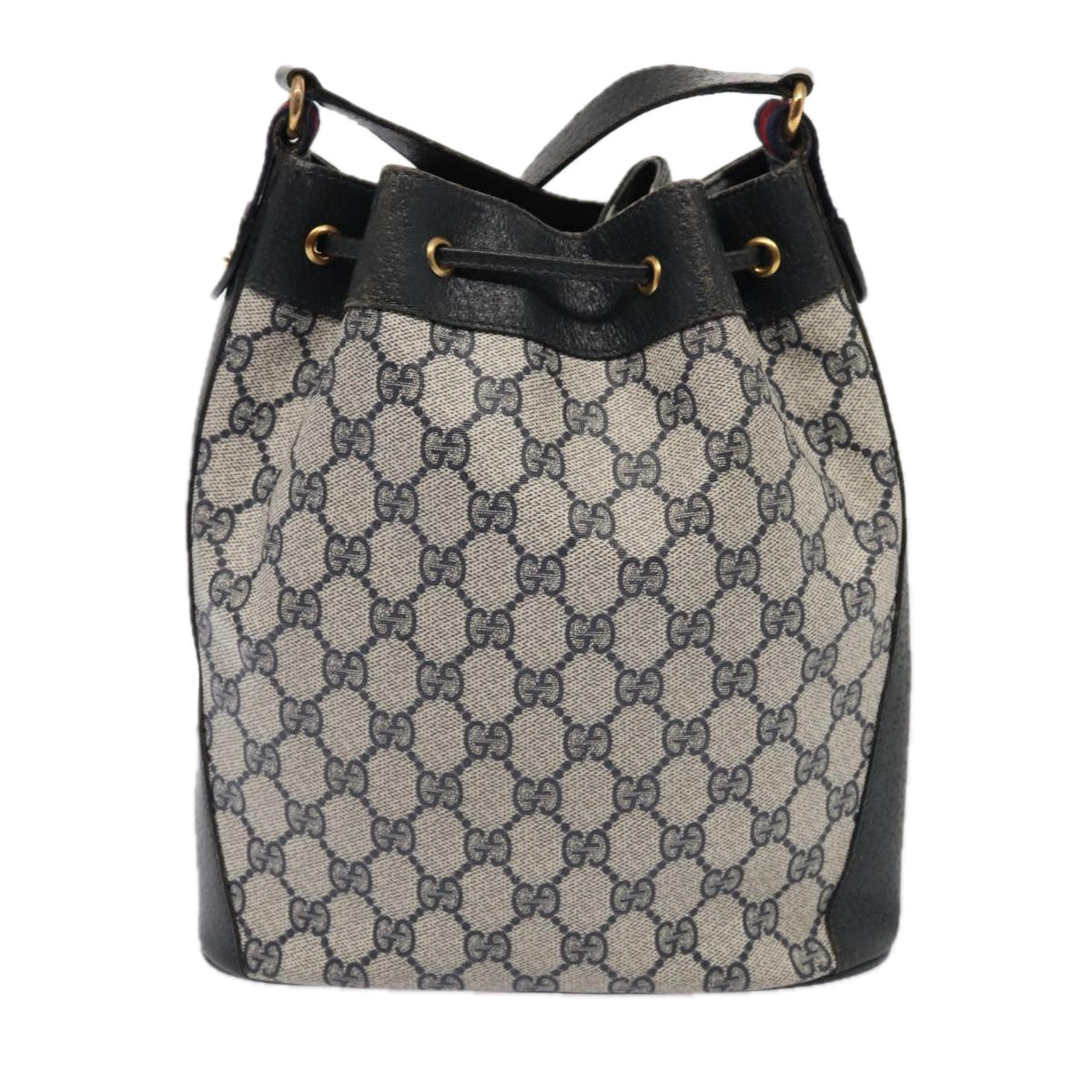 GUCCI GG Supreme Sherry Line Shoulder Bag PVC Navy Red 41 02 034 mr362