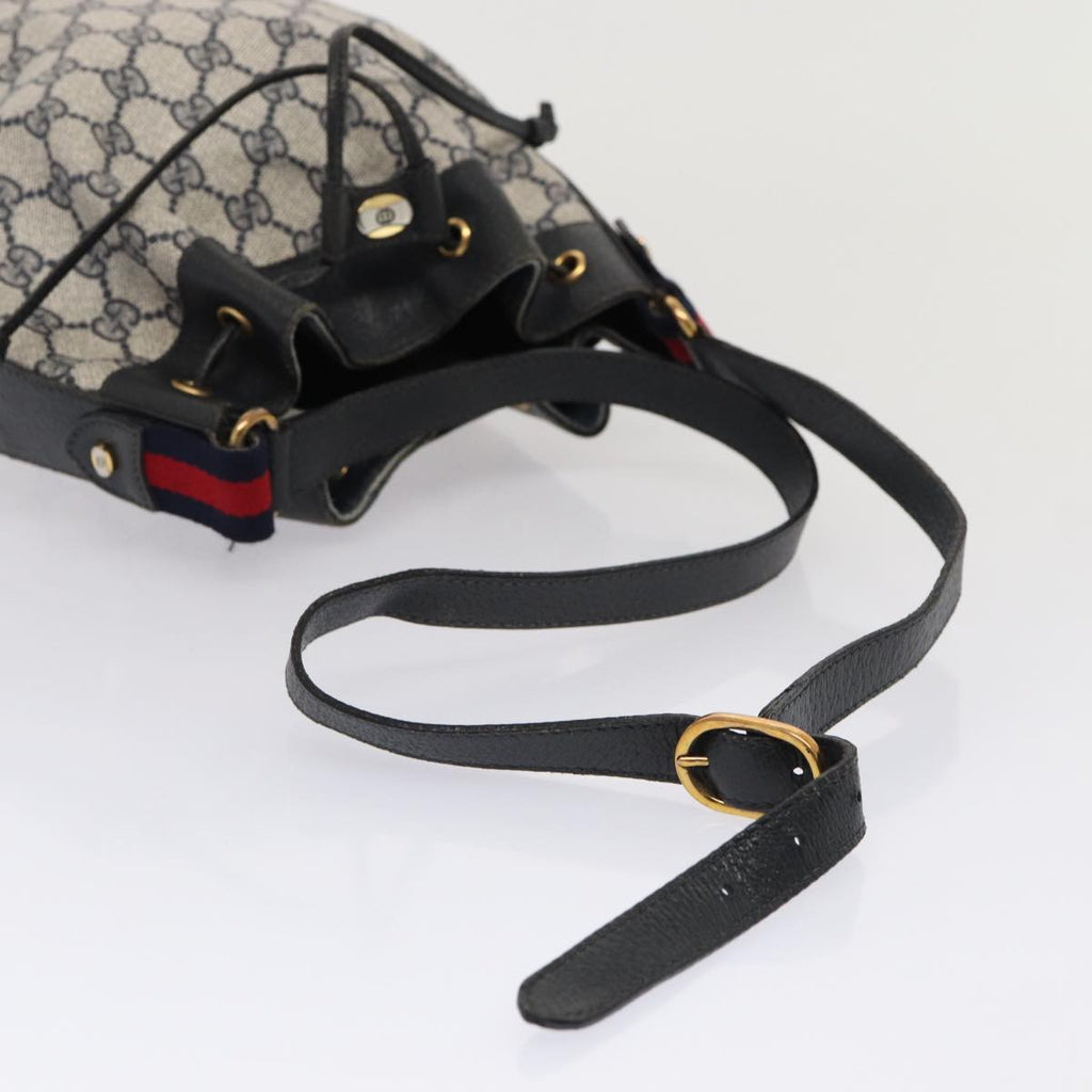 GUCCI GG Supreme Sherry Line Shoulder Bag PVC Navy Red 41 02 034 mr362