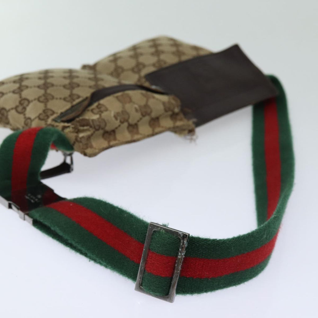 GUCCI GG Canvas Web Sherry Line Waist bag Beige 28566 mr366