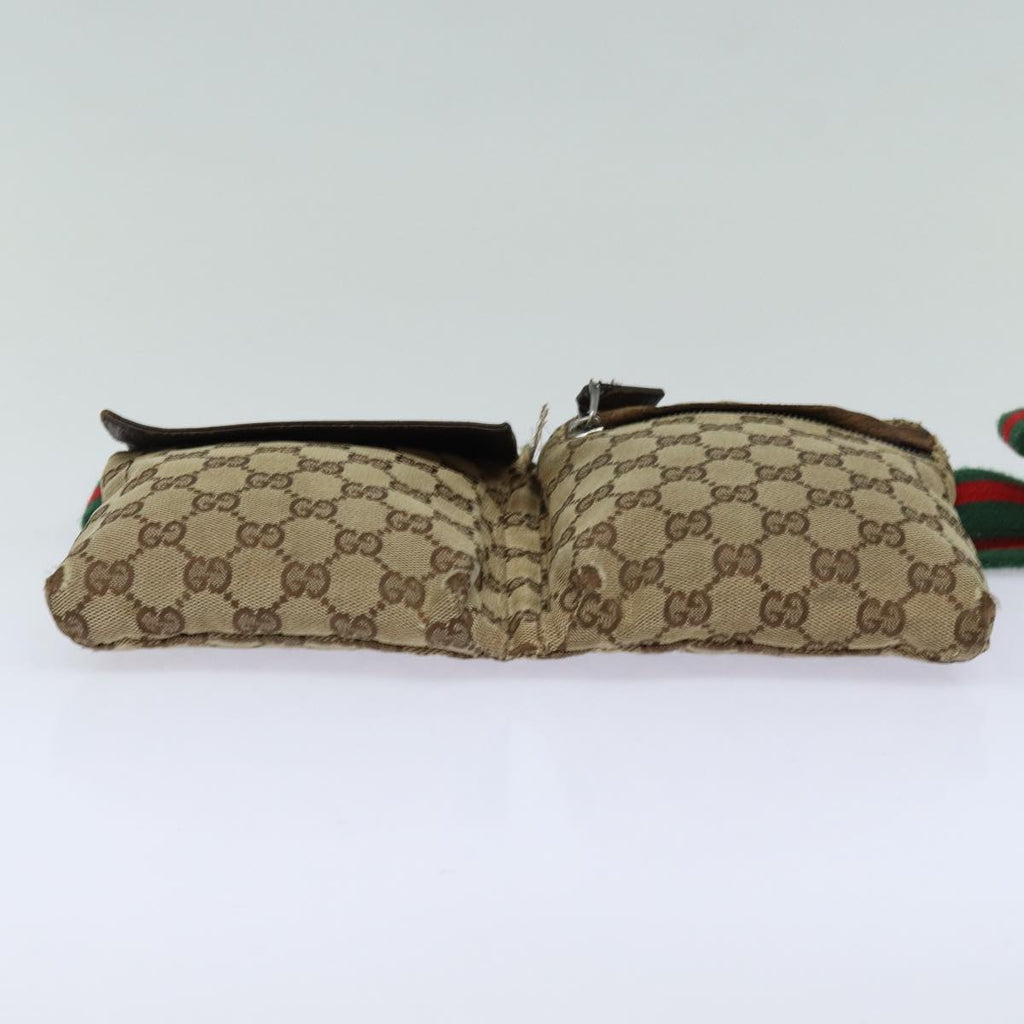 GUCCI GG Canvas Web Sherry Line Waist bag Beige 28566 mr366