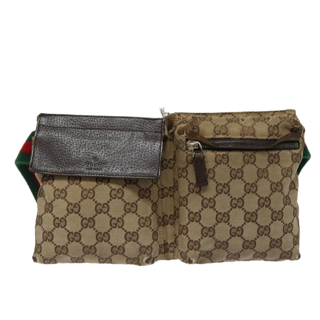 GUCCI GG Canvas Web Sherry Line Waist bag Beige 28566 mr366
