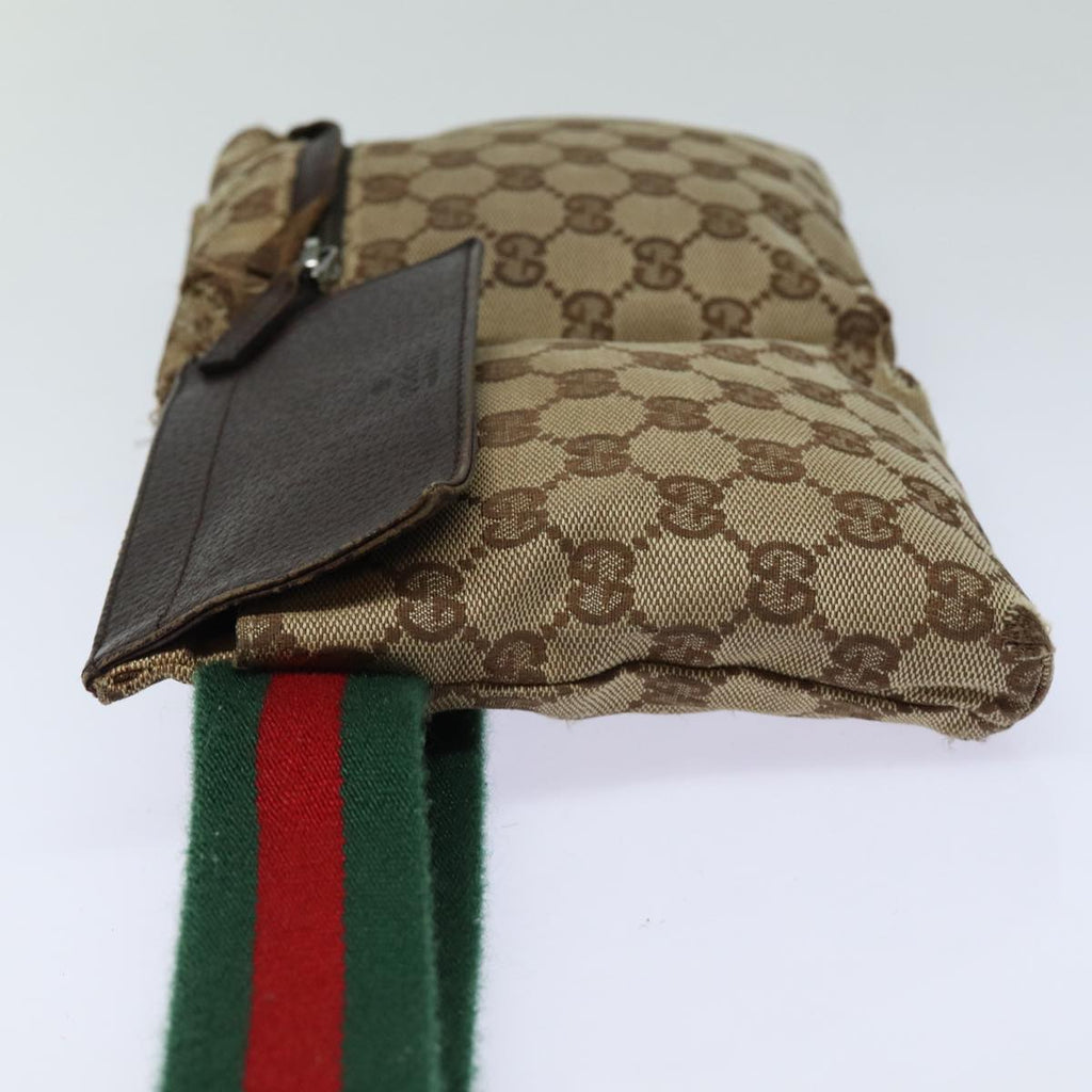 GUCCI GG Canvas Web Sherry Line Waist bag Beige 28566 mr366