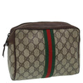 GUCCI GG Supreme Web Sherry Line Clutch Bag PVC Beige mr369