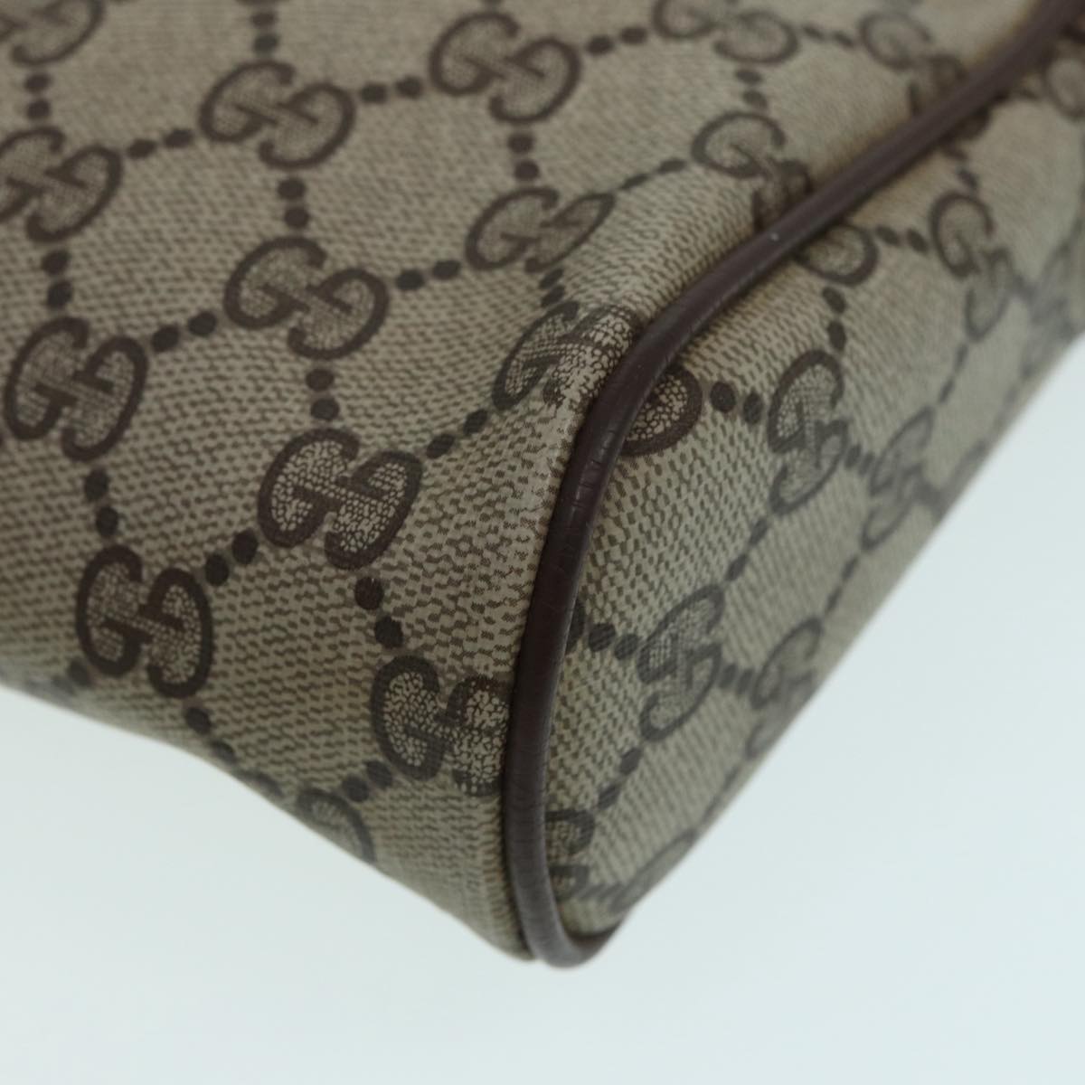GUCCI GG Supreme Web Sherry Line Clutch Bag PVC Beige mr369