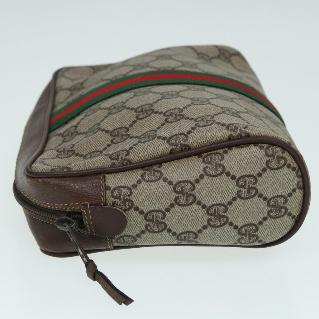 GUCCI GG Supreme Web Sherry Line Clutch Bag PVC Beige mr369