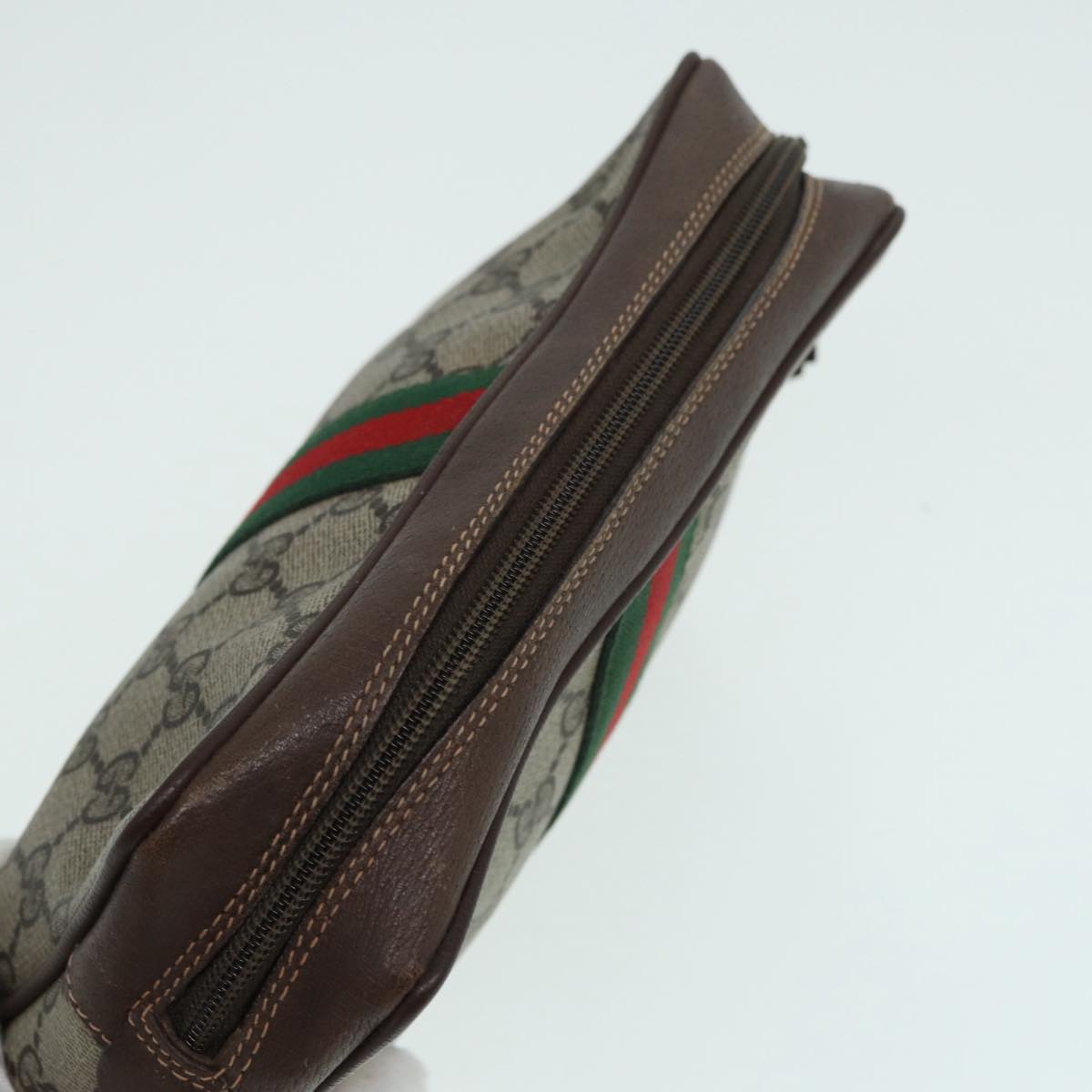 GUCCI GG Supreme Web Sherry Line Clutch Bag PVC Beige mr369
