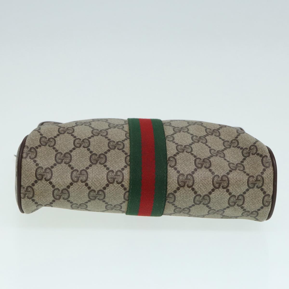 GUCCI GG Supreme Web Sherry Line Clutch Bag PVC Beige mr369