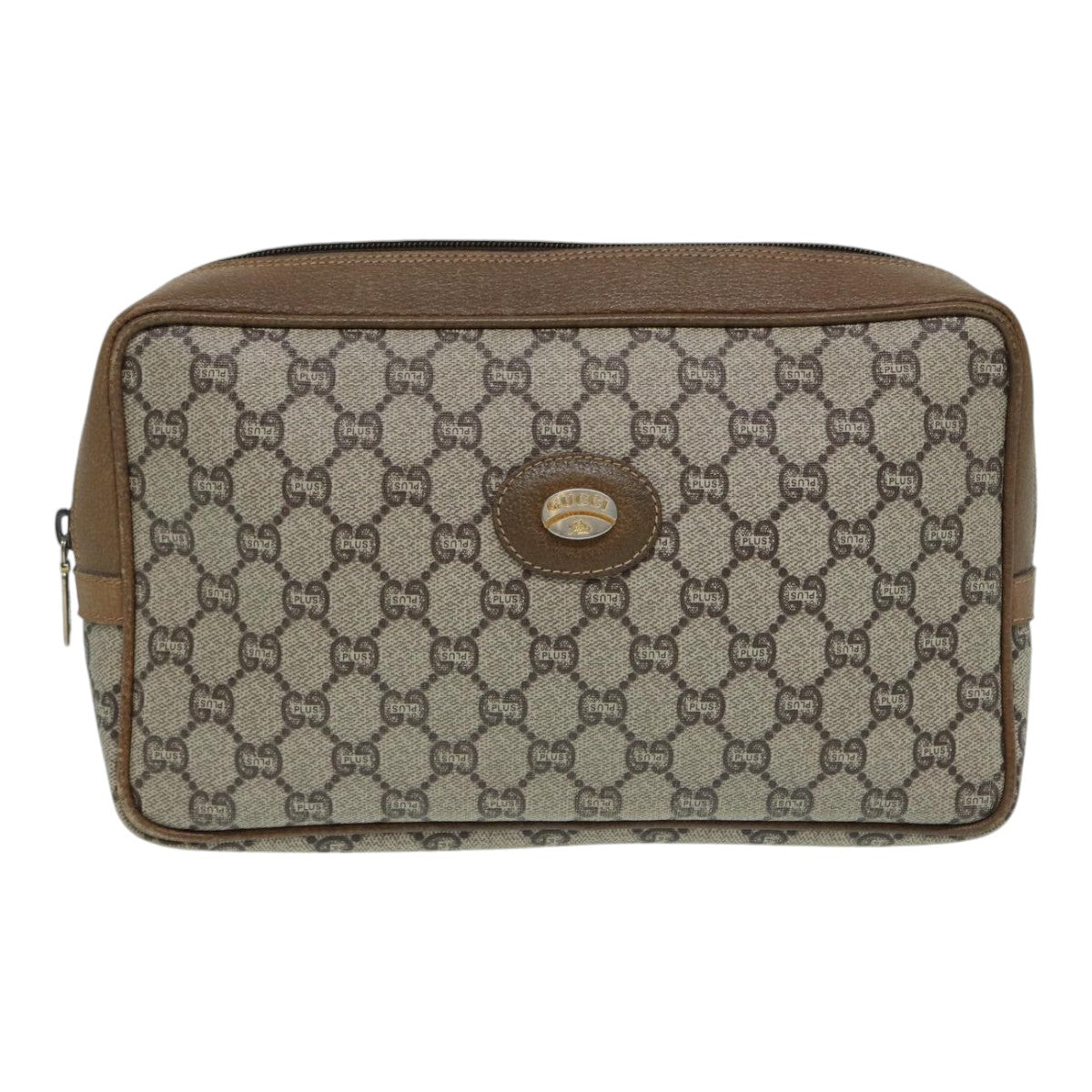 GUCCI GG Plus Supreme Clutch Bag PVC Beige mr376