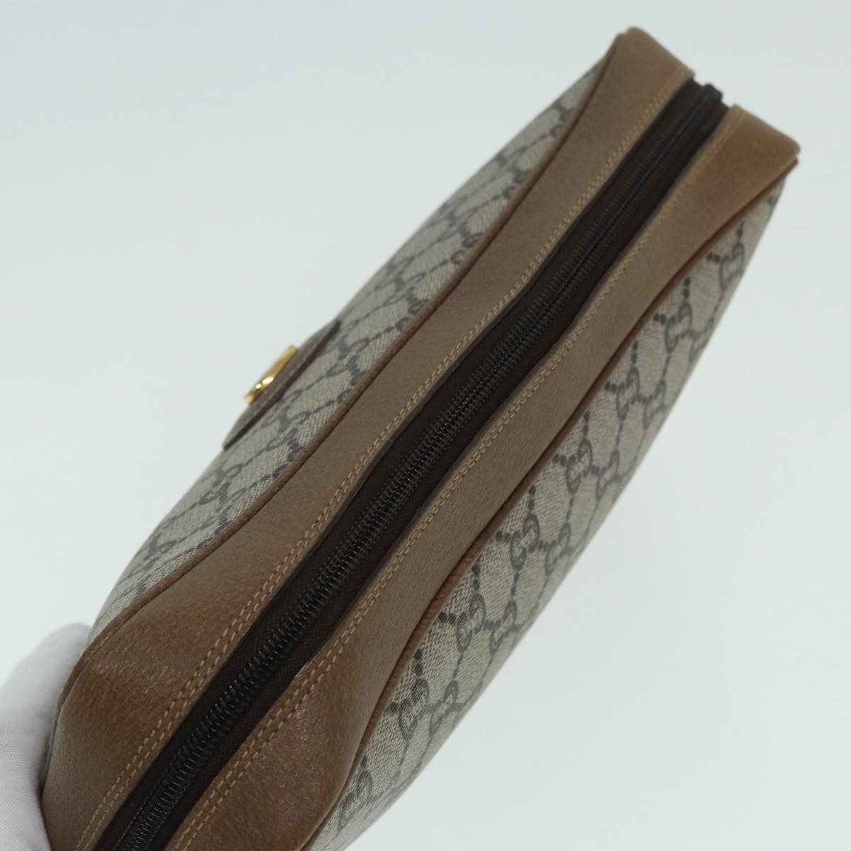 GUCCI GG Plus Supreme Clutch Bag PVC Beige mr376