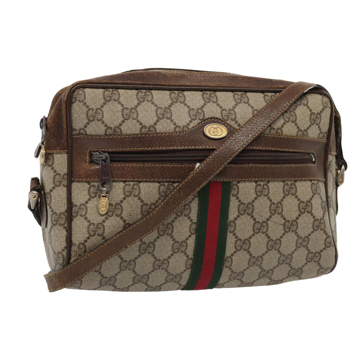GUCCI GG Supreme Web Sherry Line Shoulder Bag PVC Beige 001 4071 5 mr377