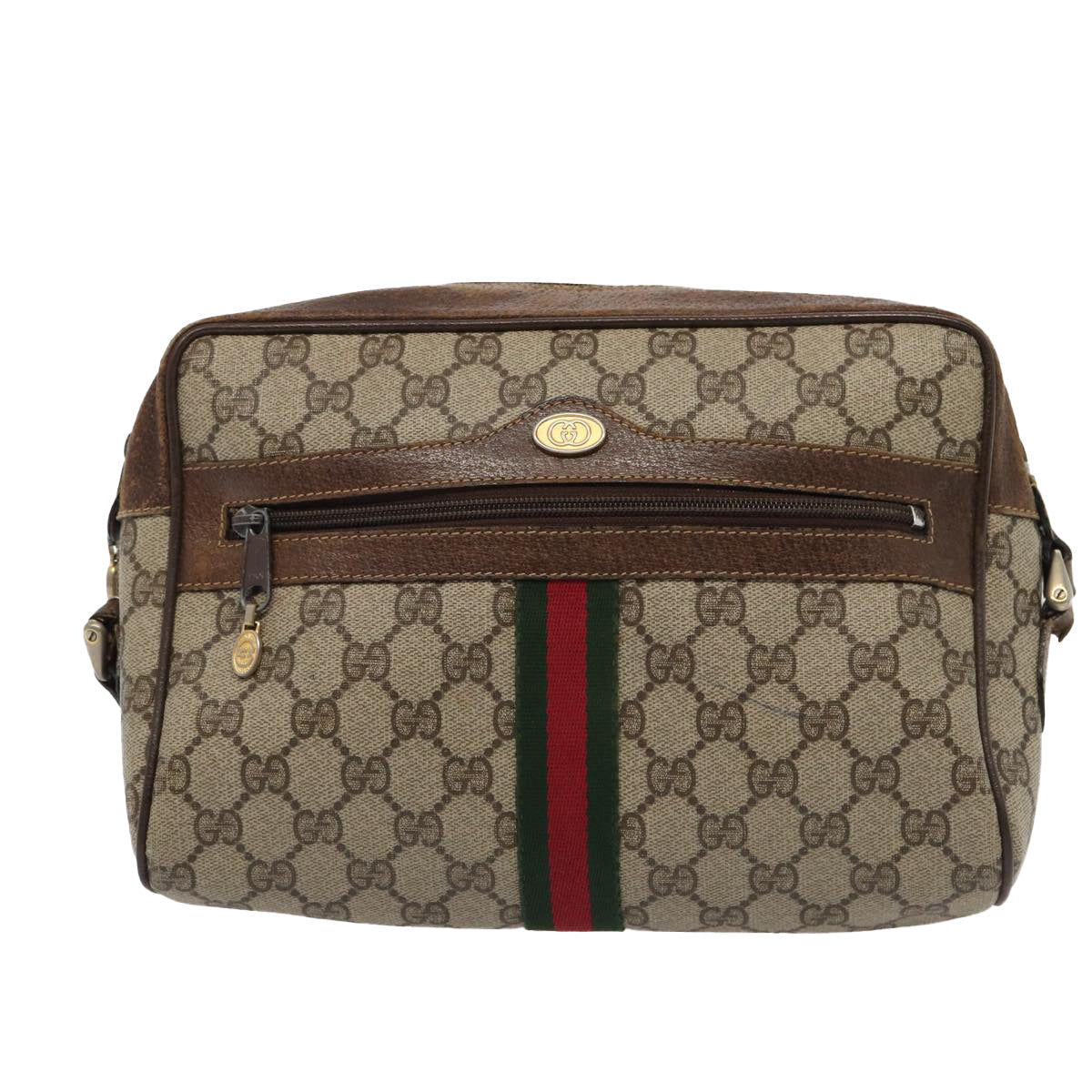 GUCCI GG Supreme Web Sherry Line Shoulder Bag PVC Beige 001 4071 5 mr377