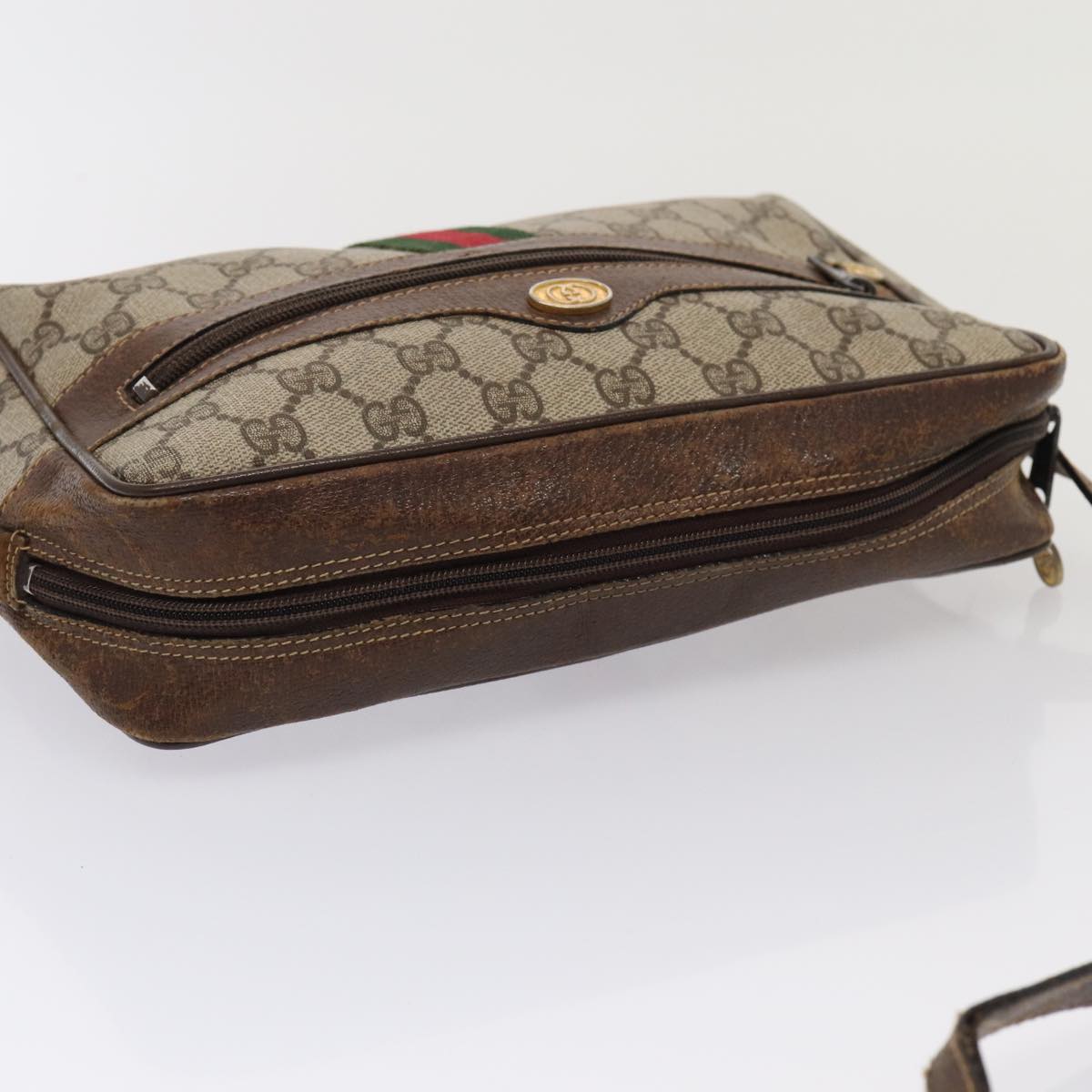 GUCCI GG Supreme Web Sherry Line Shoulder Bag PVC Beige 001 4071 5 mr377