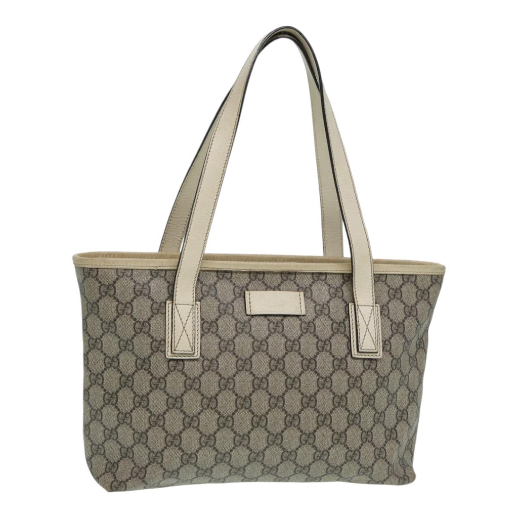 GUCCI GG Supreme Hand Bag PVC Leather Beige 211138 mr392