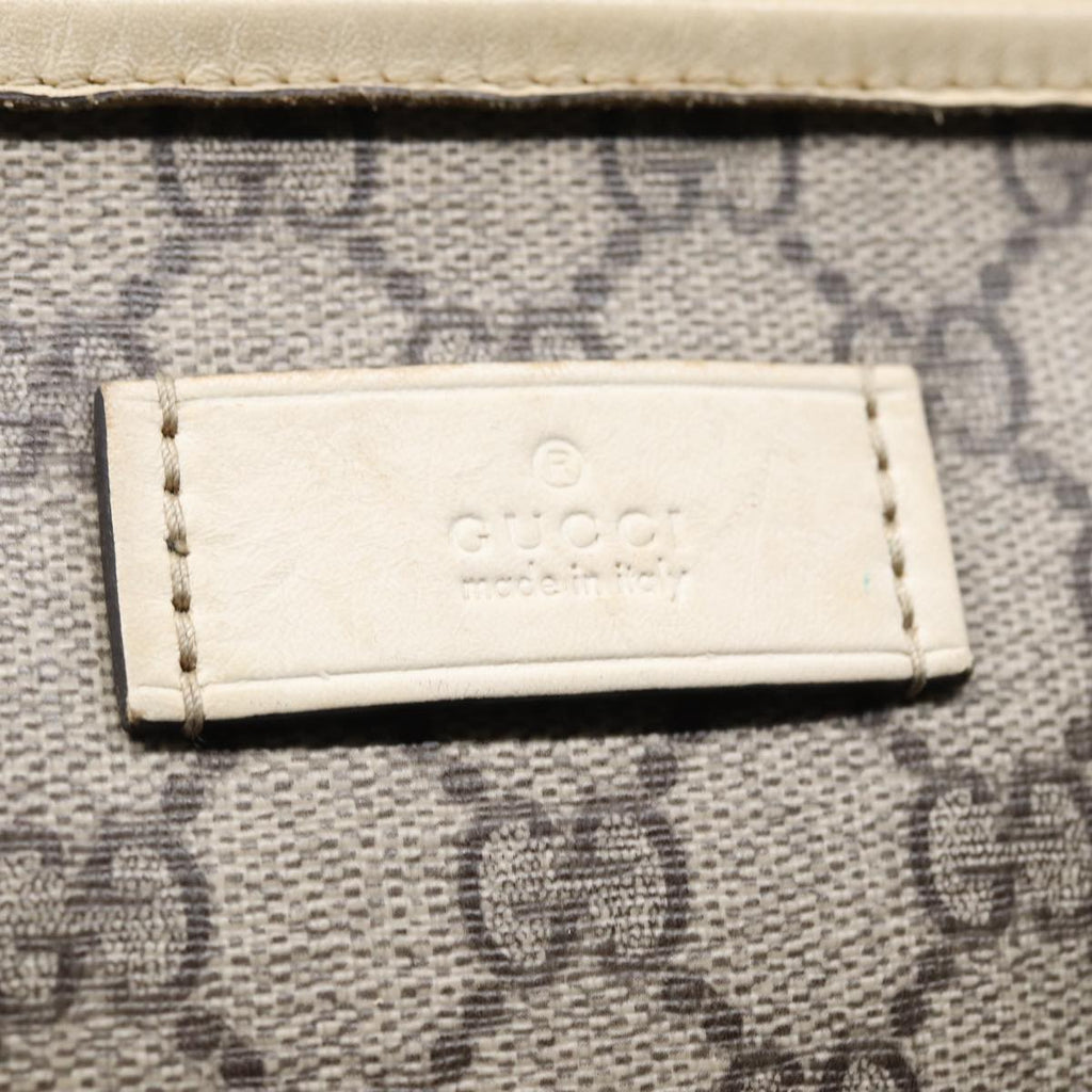 GUCCI GG Supreme Hand Bag PVC Leather Beige 211138 mr392