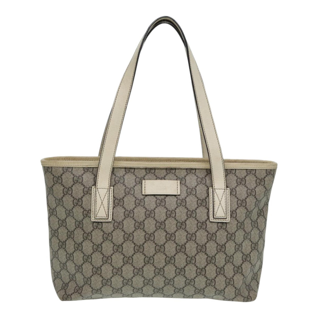 GUCCI GG Supreme Hand Bag PVC Leather Beige 211138 mr392