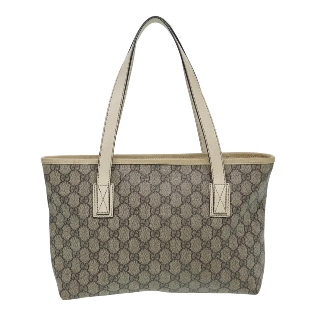 GUCCI GG Supreme Hand Bag PVC Leather Beige 211138 mr392
