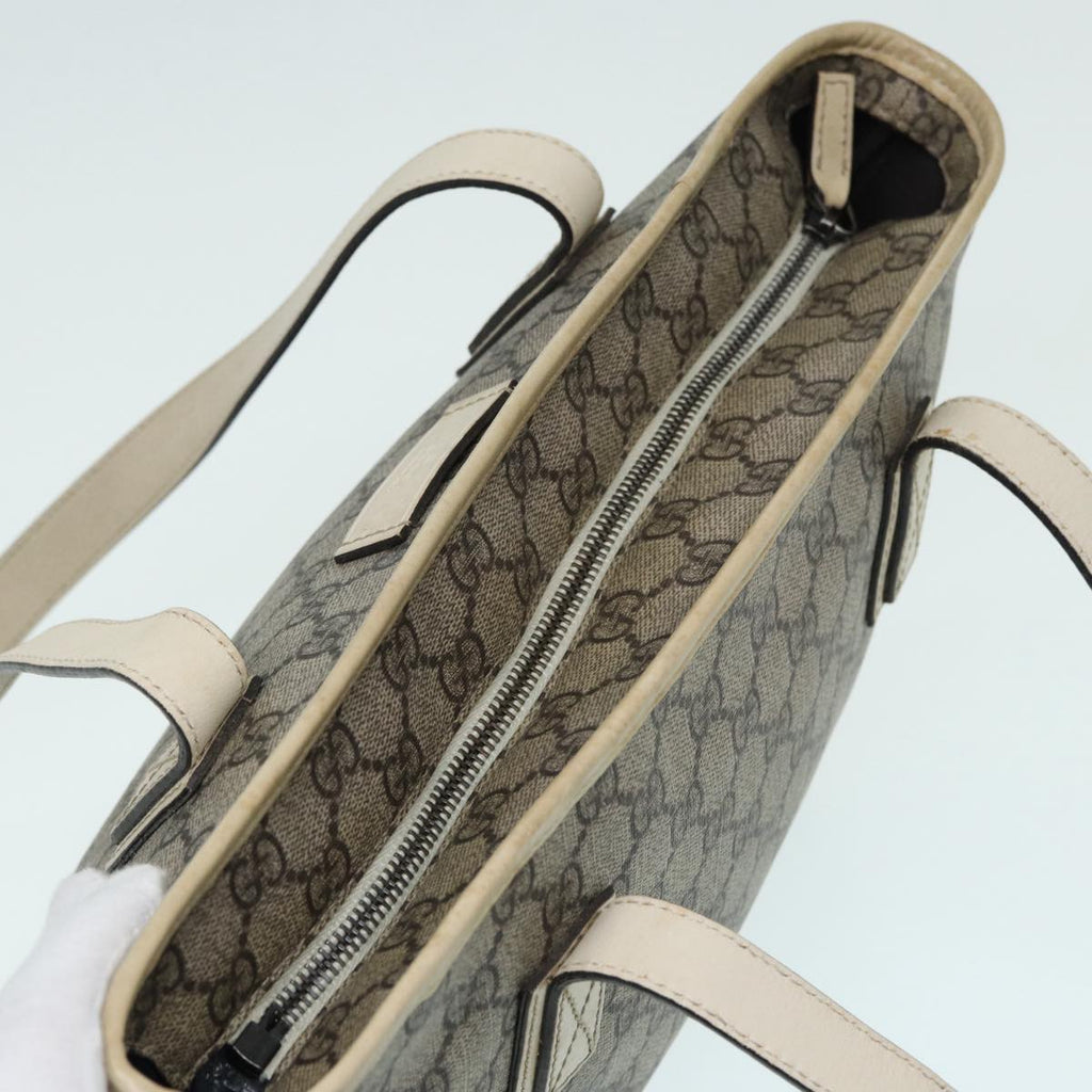 GUCCI GG Supreme Hand Bag PVC Leather Beige 211138 mr392