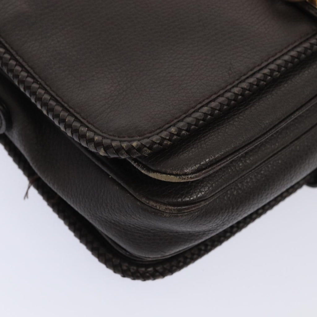 GUCCI Shoulder Bag Leather Brown Gold mr405