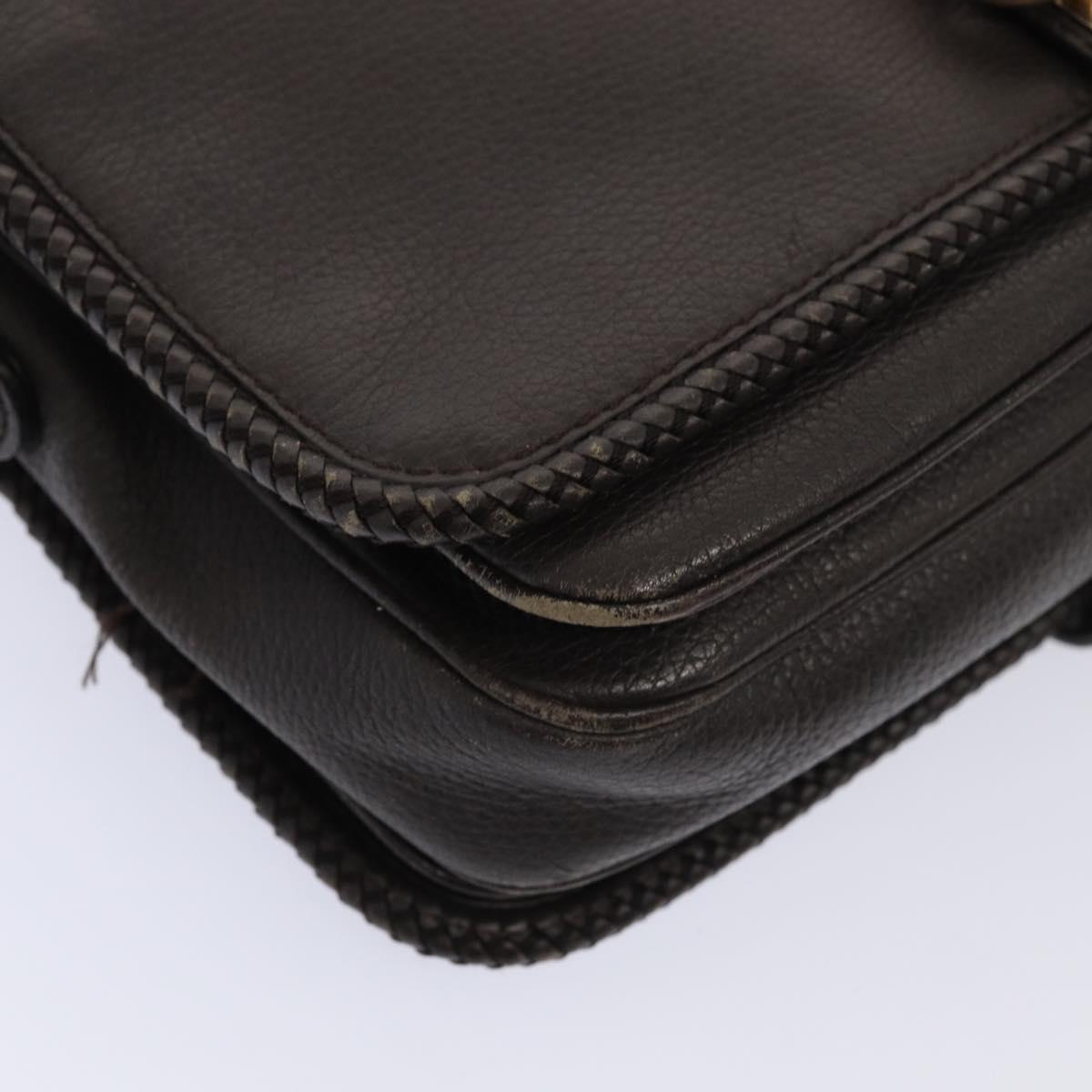 GUCCI Shoulder Bag Leather Brown Gold mr405