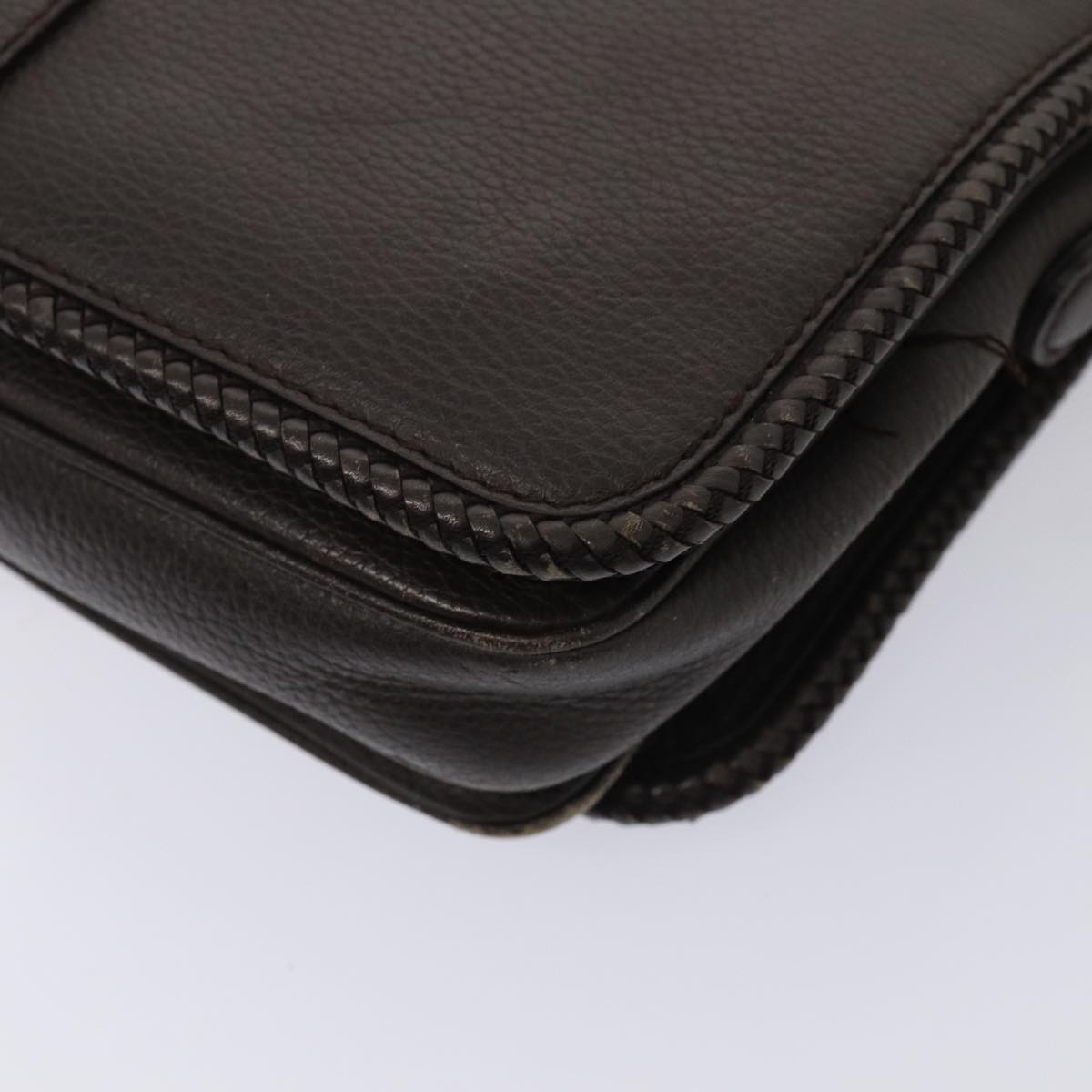 GUCCI Shoulder Bag Leather Brown Gold mr405