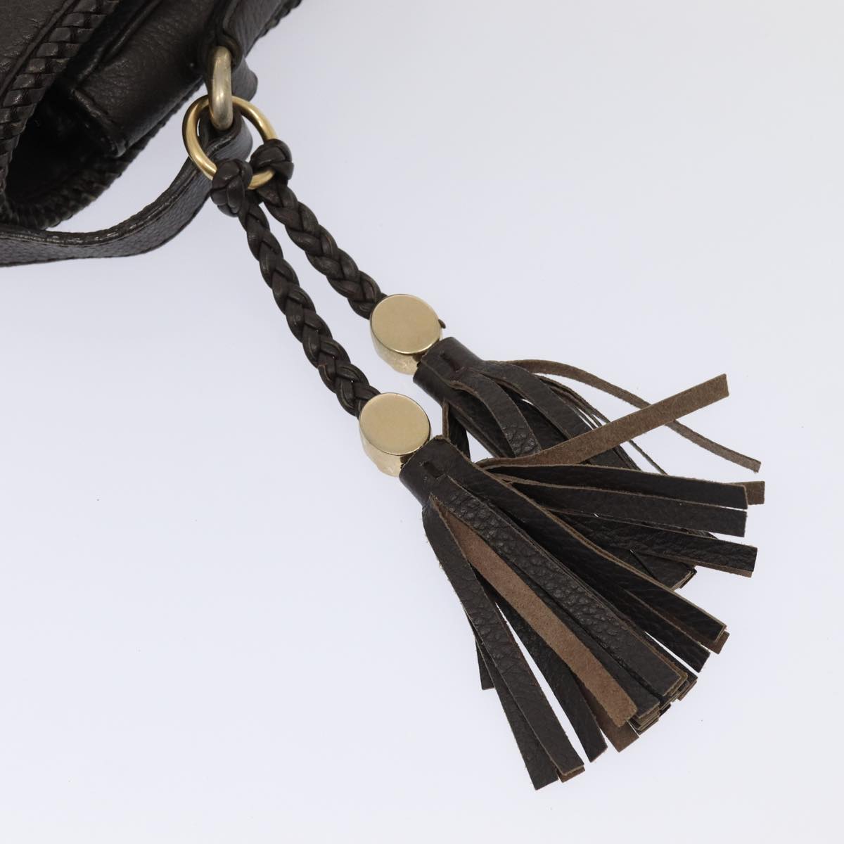 GUCCI Shoulder Bag Leather Brown Gold mr405