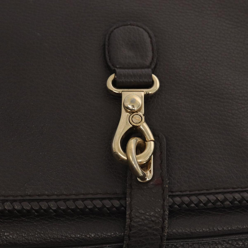 GUCCI Shoulder Bag Leather Brown Gold mr405