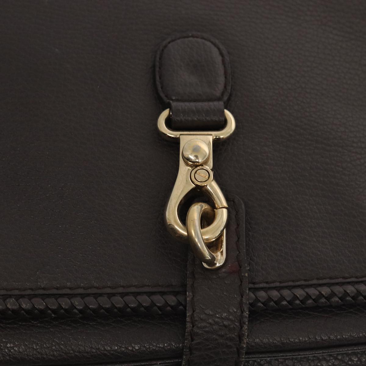 GUCCI Shoulder Bag Leather Brown Gold mr405