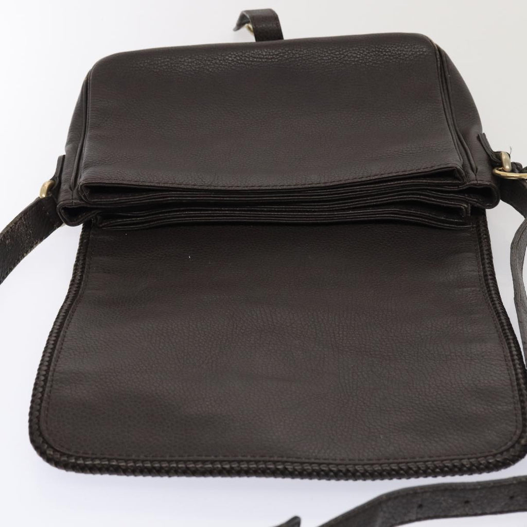 GUCCI Shoulder Bag Leather Brown Gold mr405