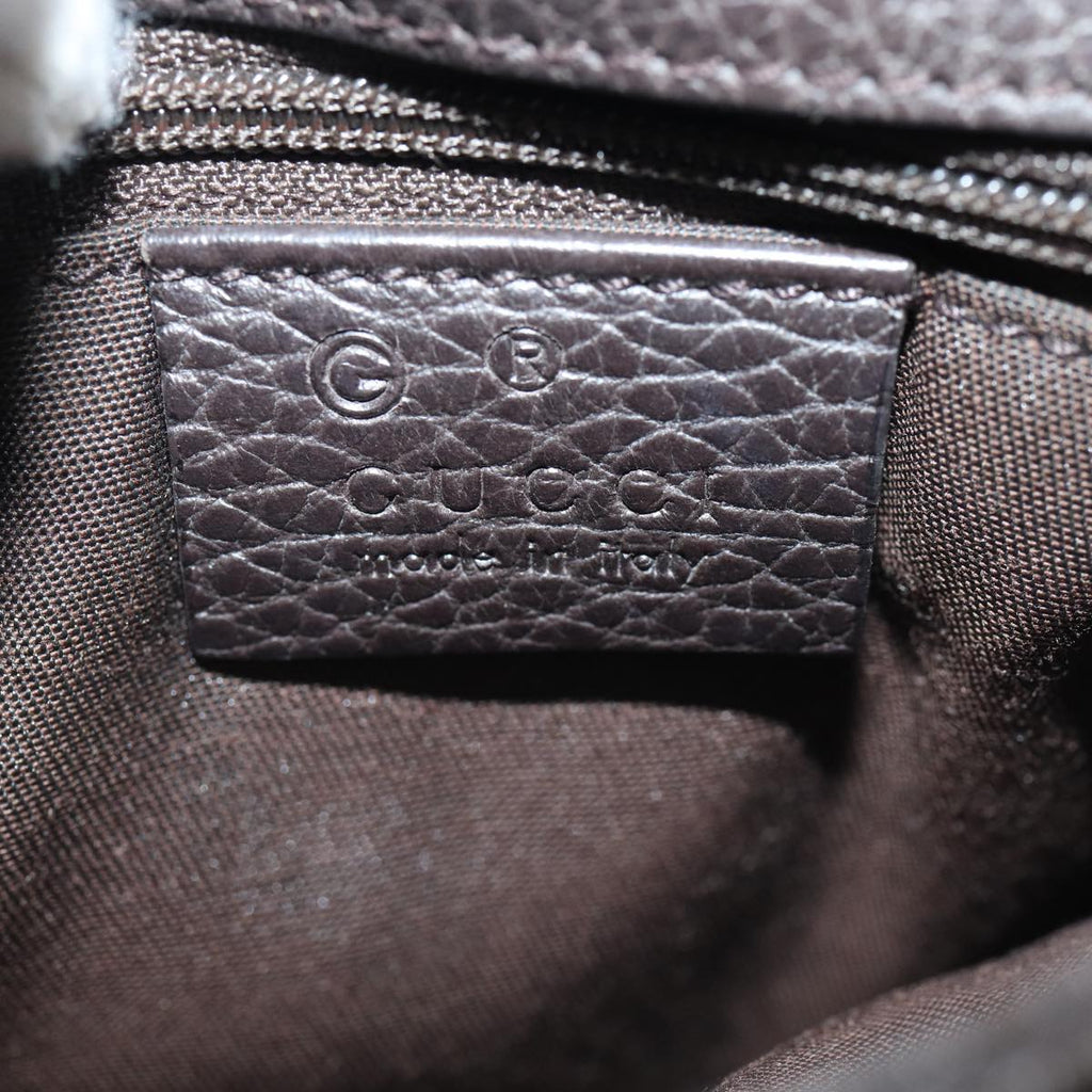 GUCCI Shoulder Bag Leather Brown Gold mr405