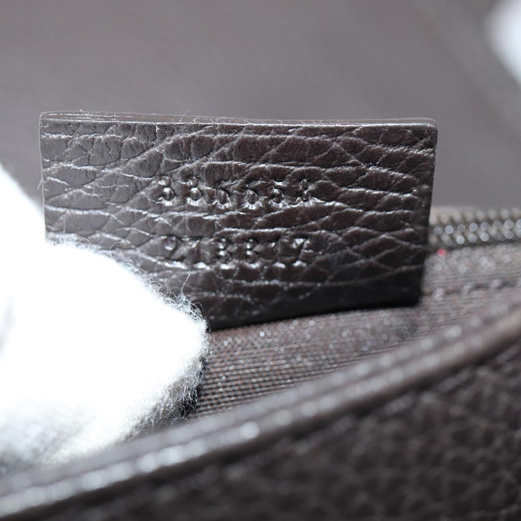 GUCCI Shoulder Bag Leather Brown Gold mr405