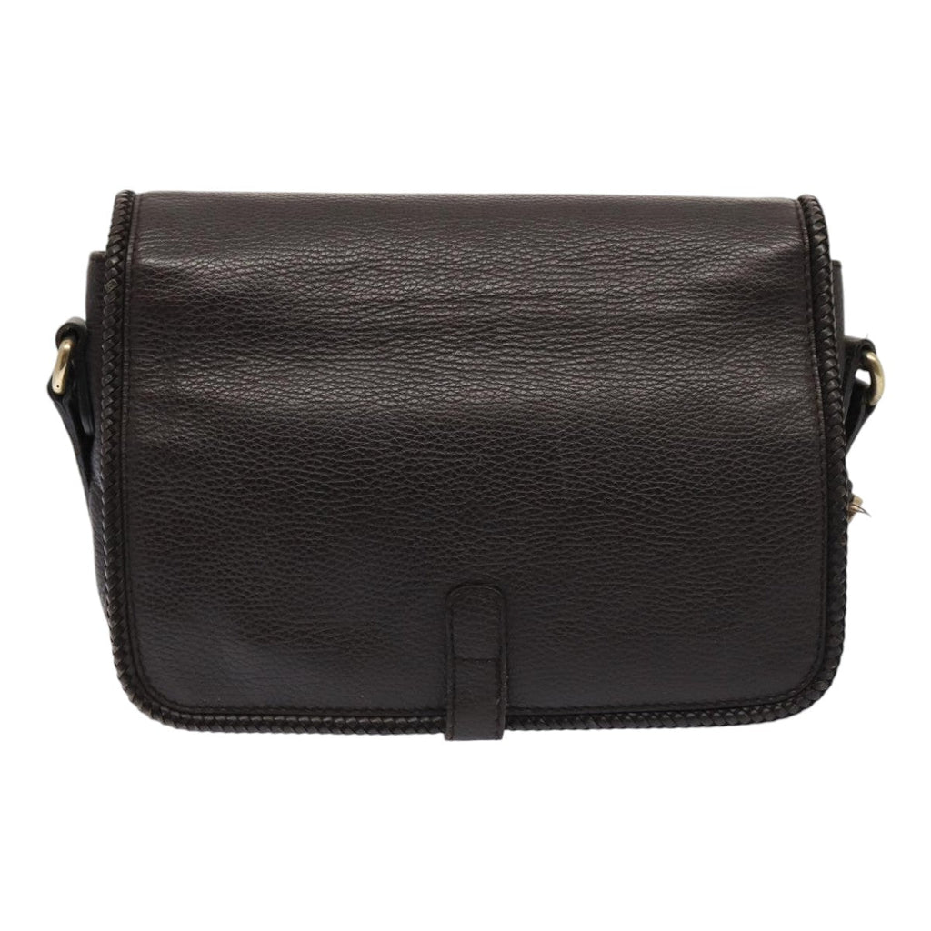 GUCCI Shoulder Bag Leather Brown Gold mr405