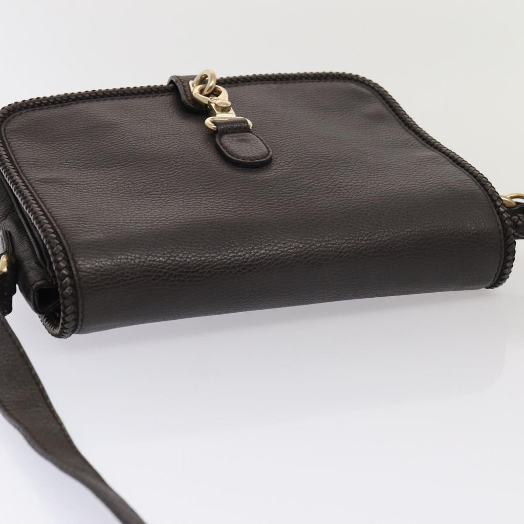 GUCCI Shoulder Bag Leather Brown Gold mr405