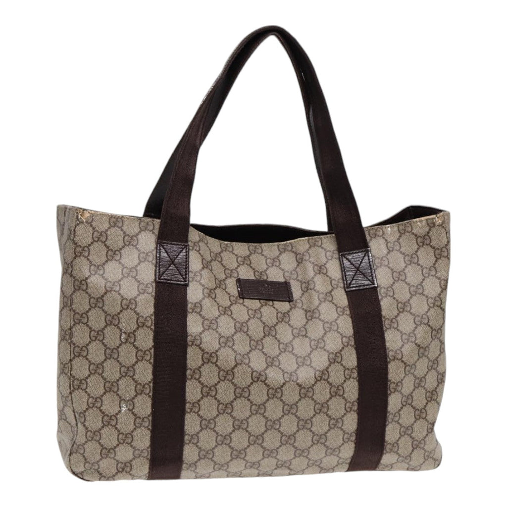 GUCCI GG Supreme Tote Bag PVC Leather Beige Brown mr434