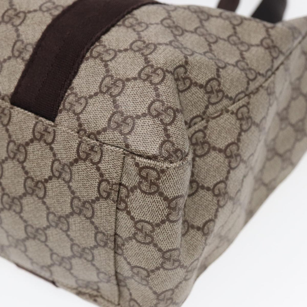 GUCCI GG Supreme Tote Bag PVC Leather Beige Brown mr434