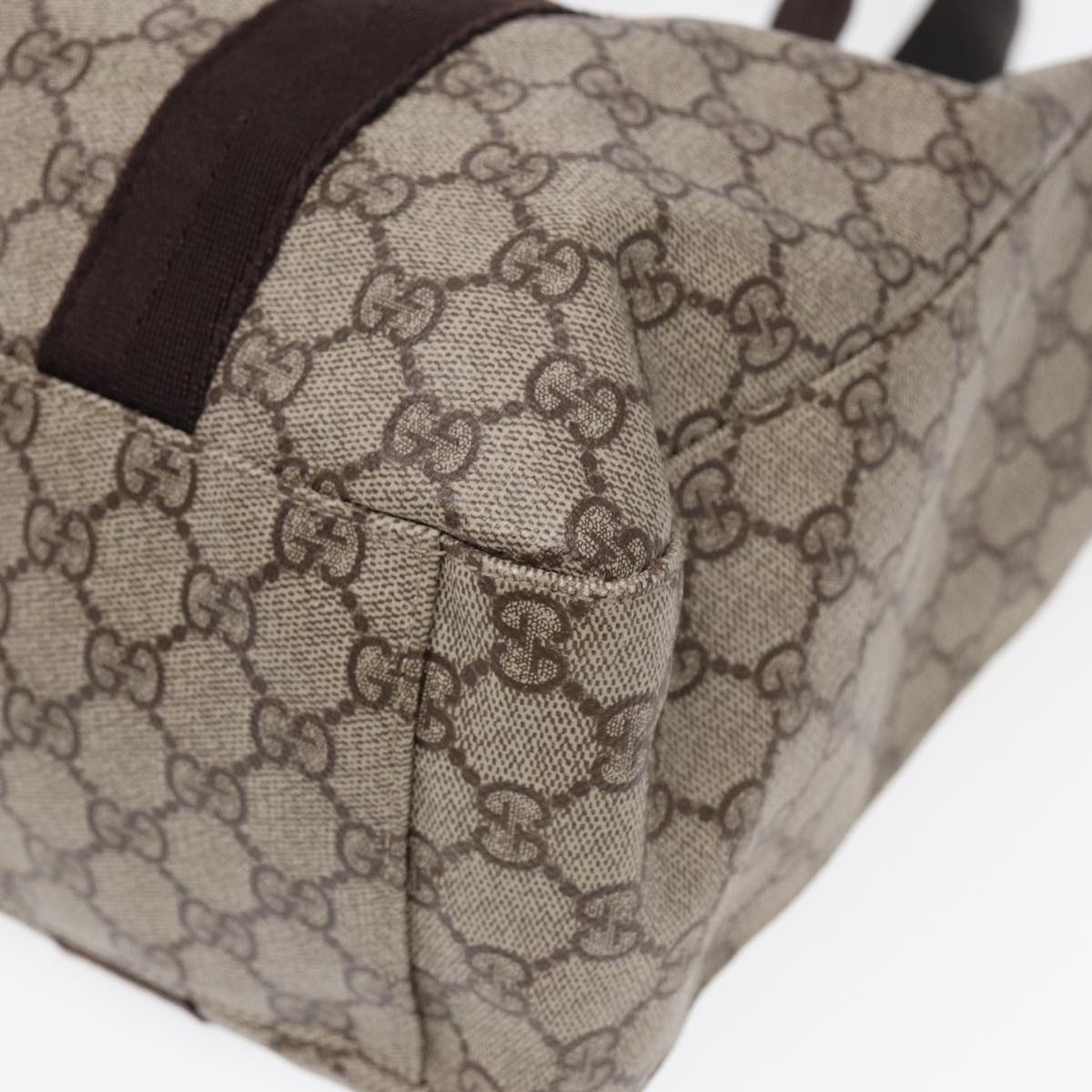 GUCCI GG Supreme Tote Bag PVC Leather Beige Brown mr434