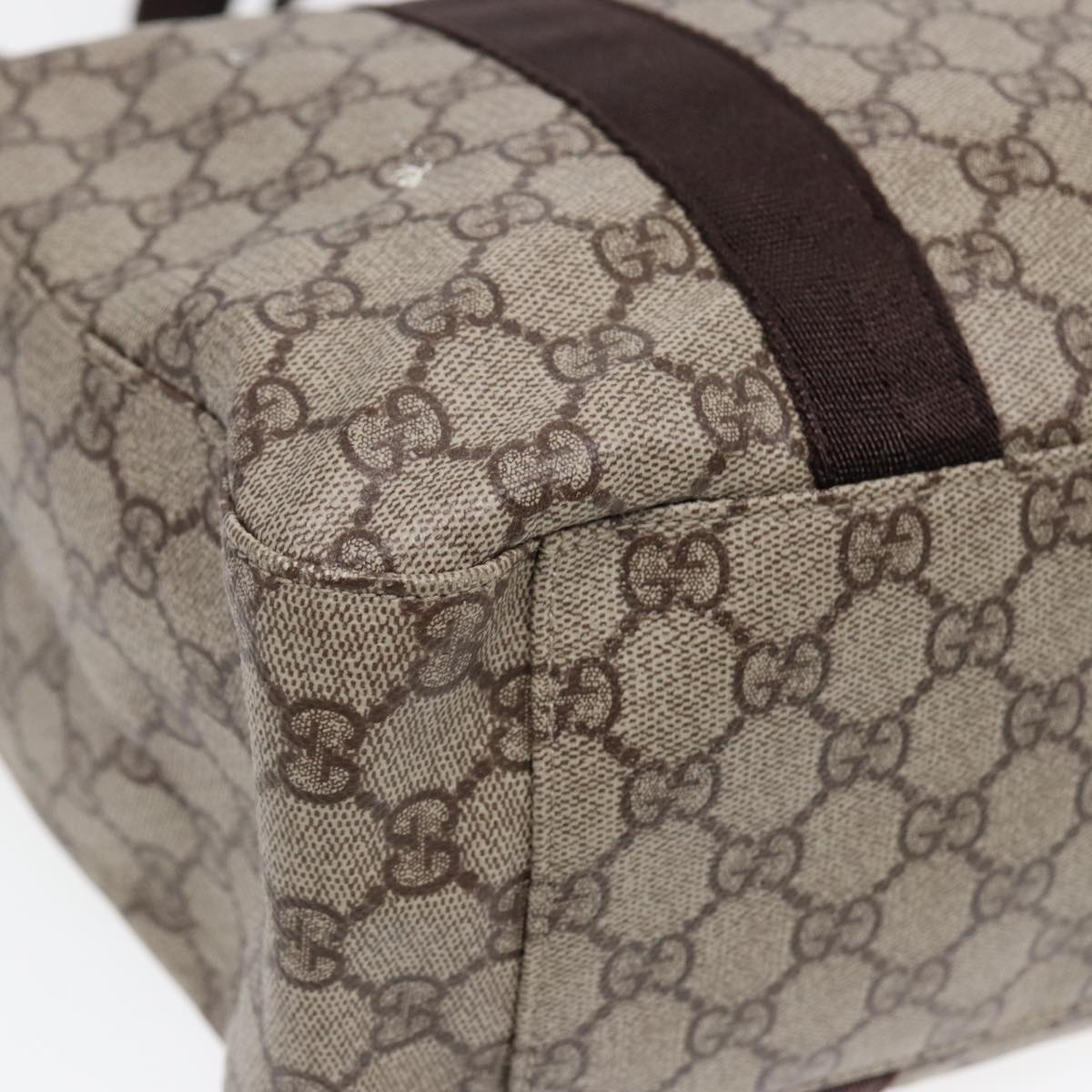 GUCCI GG Supreme Tote Bag PVC Leather Beige Brown mr434