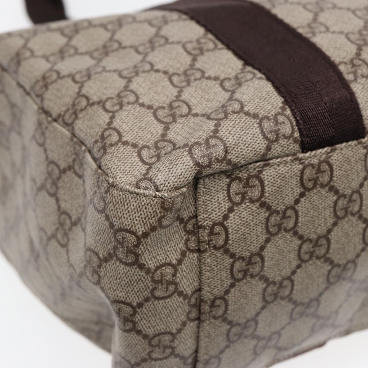 GUCCI GG Supreme Tote Bag PVC Leather Beige Brown mr434