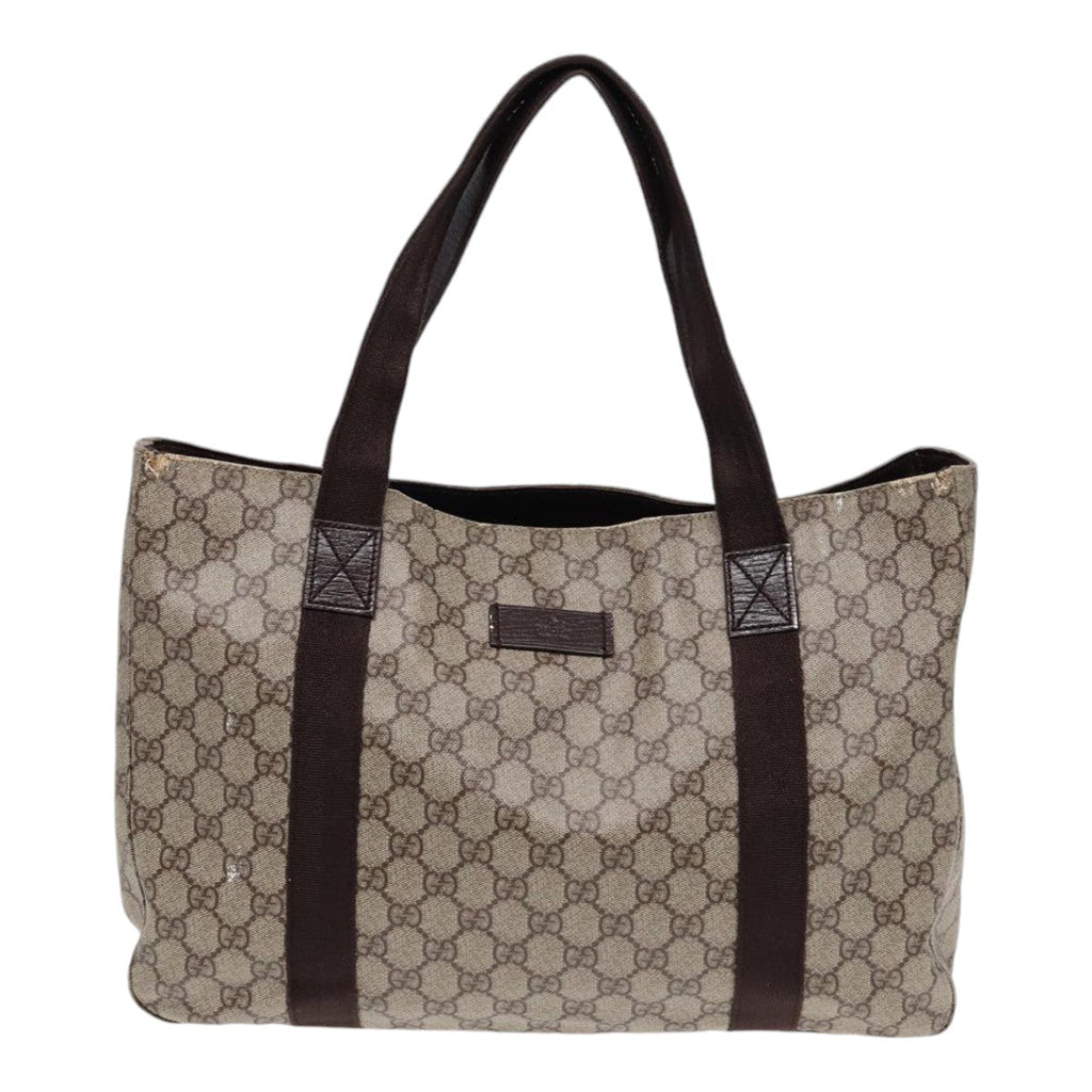 GUCCI GG Supreme Tote Bag PVC Leather Beige Brown mr434