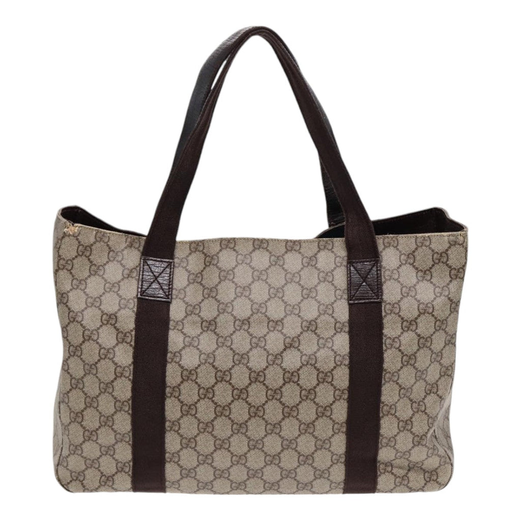 GUCCI GG Supreme Tote Bag PVC Leather Beige Brown mr434