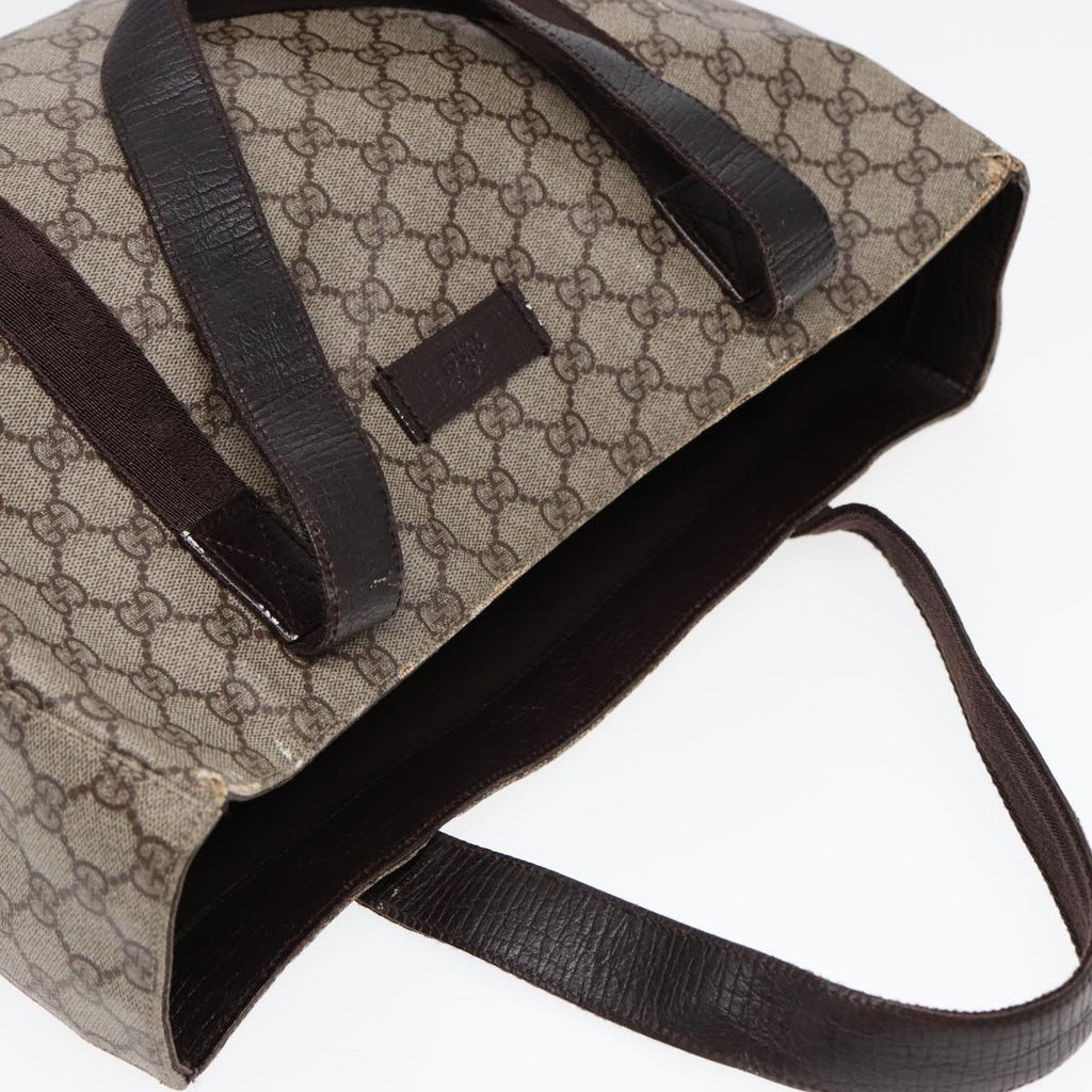 GUCCI GG Supreme Tote Bag PVC Leather Beige Brown mr434