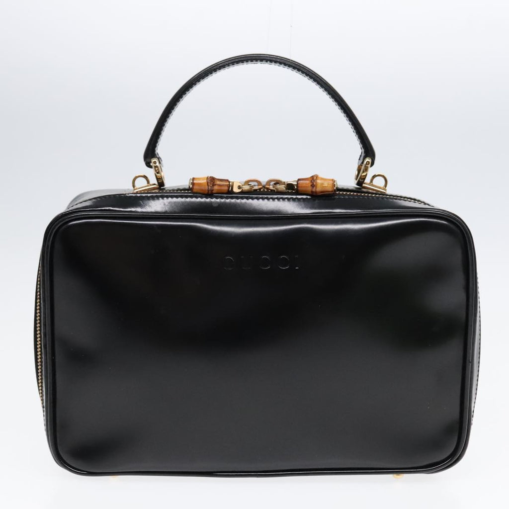 GUCCI GG Canvas Bamboo Shoulder Bag Leather 3Set Black Gold mr461