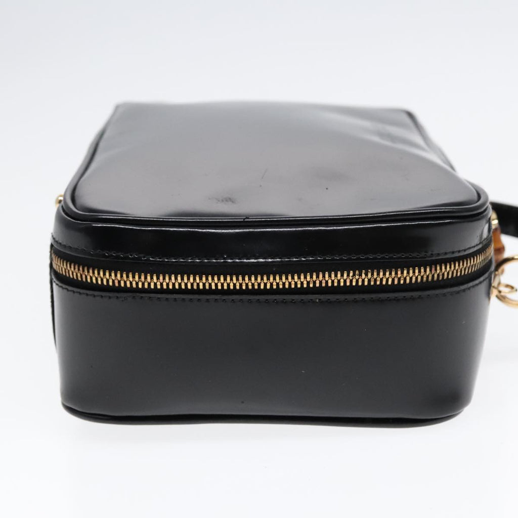 GUCCI GG Canvas Bamboo Shoulder Bag Leather 3Set Black Gold mr461