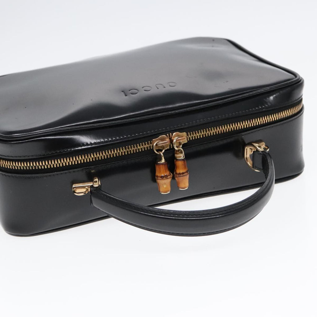 GUCCI GG Canvas Bamboo Shoulder Bag Leather 3Set Black Gold mr461