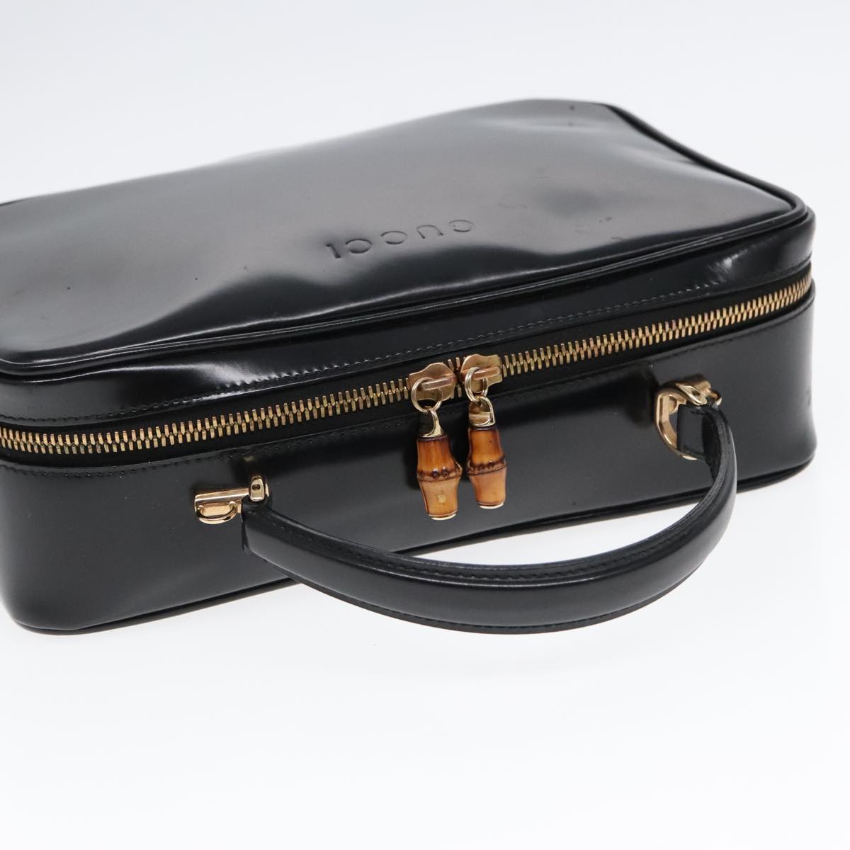GUCCI GG Canvas Bamboo Shoulder Bag Leather 3Set Black Gold mr461