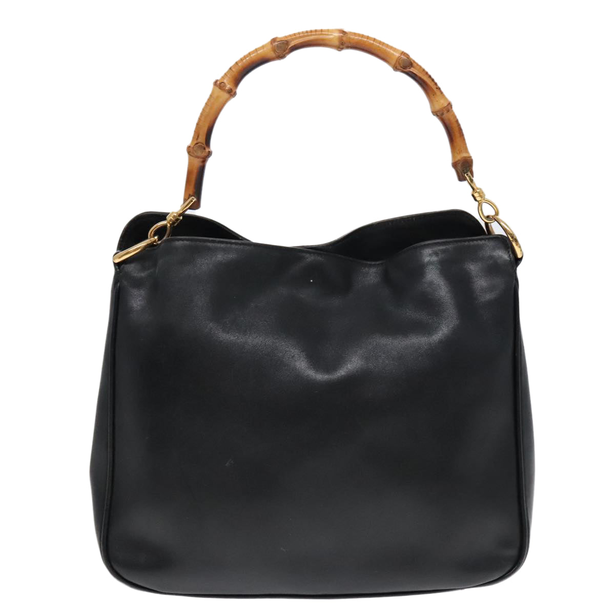 GUCCI GG Canvas Bamboo Shoulder Bag Leather 3Set Black Gold mr461