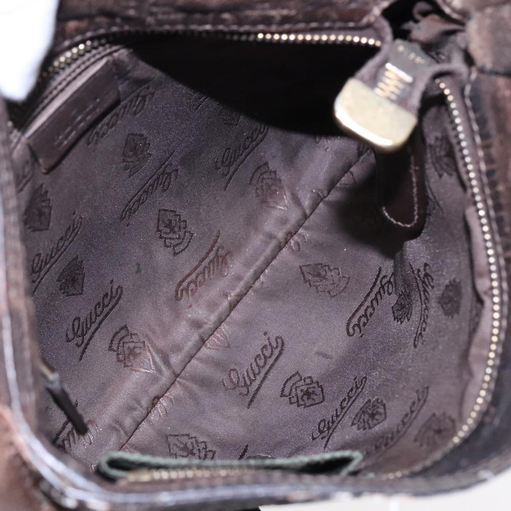 GUCCI GG Canvas Bamboo Shoulder Bag Leather 3Set Black Gold mr461