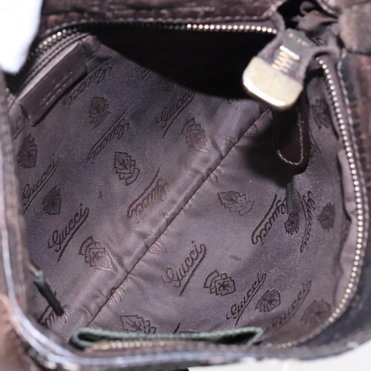 GUCCI GG Canvas Bamboo Shoulder Bag Leather 3Set Black Gold mr461
