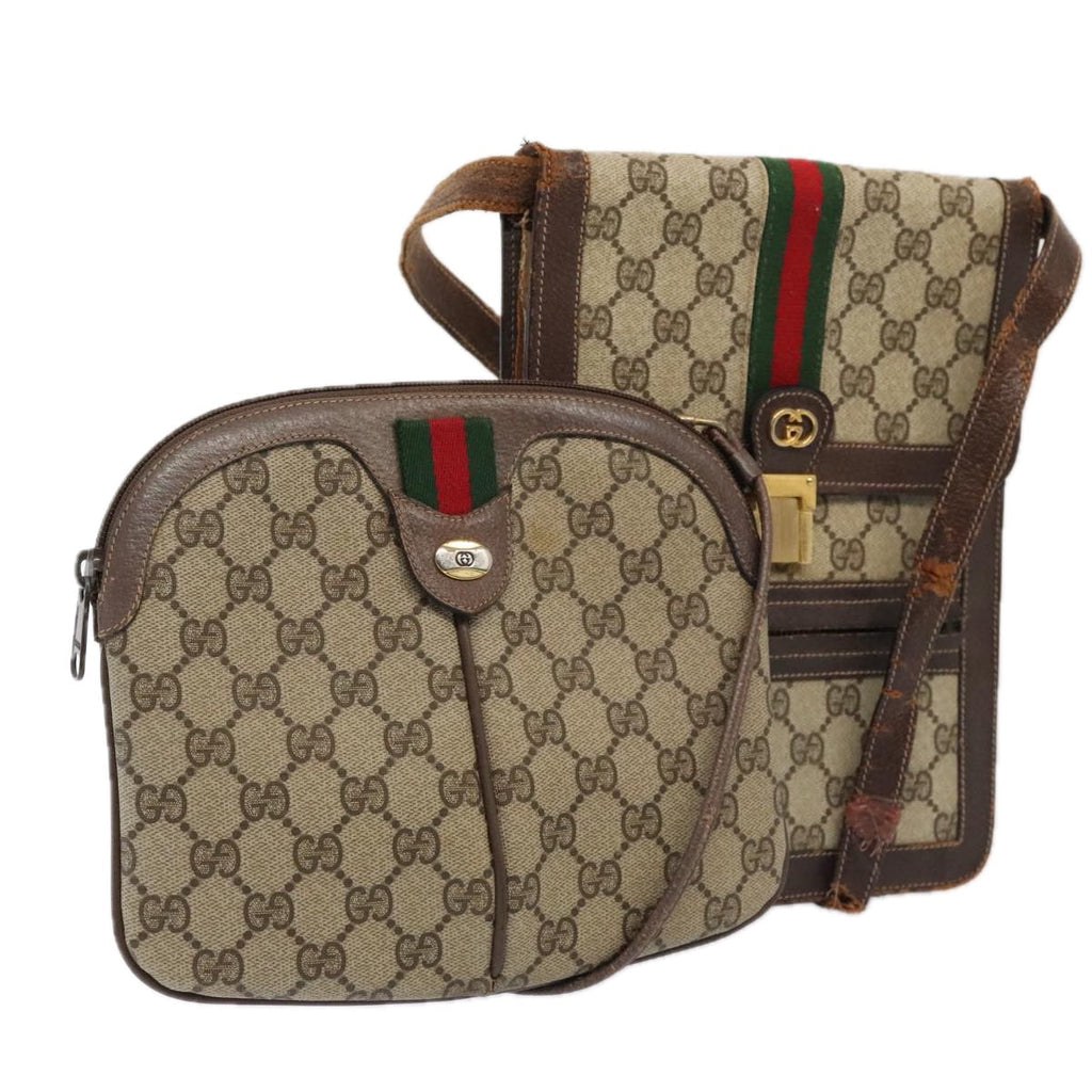 GUCCI GG Supreme Web Sherry Line Shoulder Bag 2Set Beige Red Green mr462