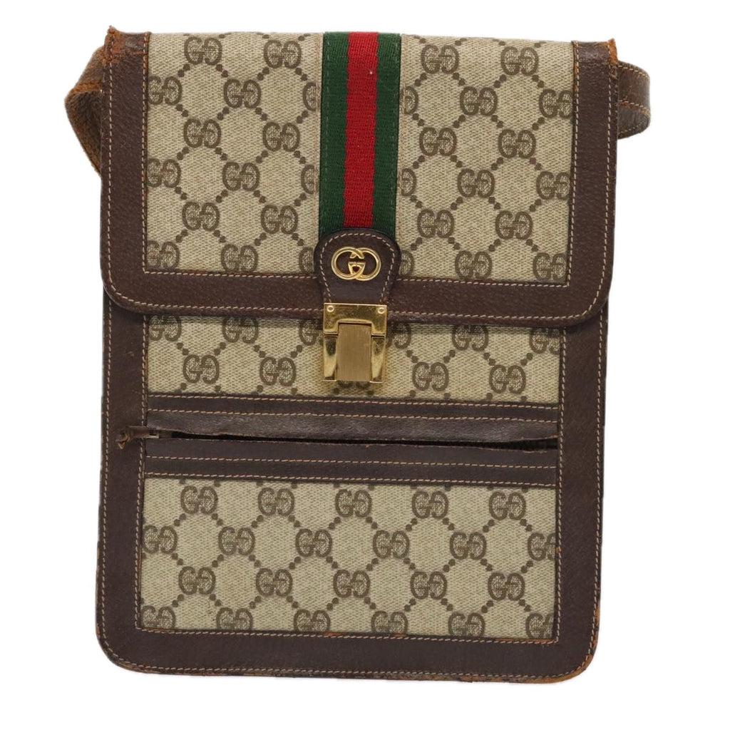 GUCCI GG Supreme Web Sherry Line Shoulder Bag 2Set Beige Red Green mr462