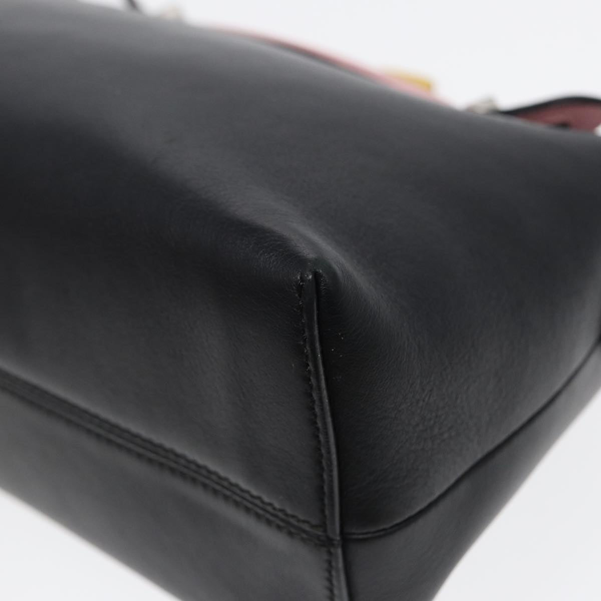 FENDI By The Way Medium Hand Bag Leather 2way Black Silver mr464
